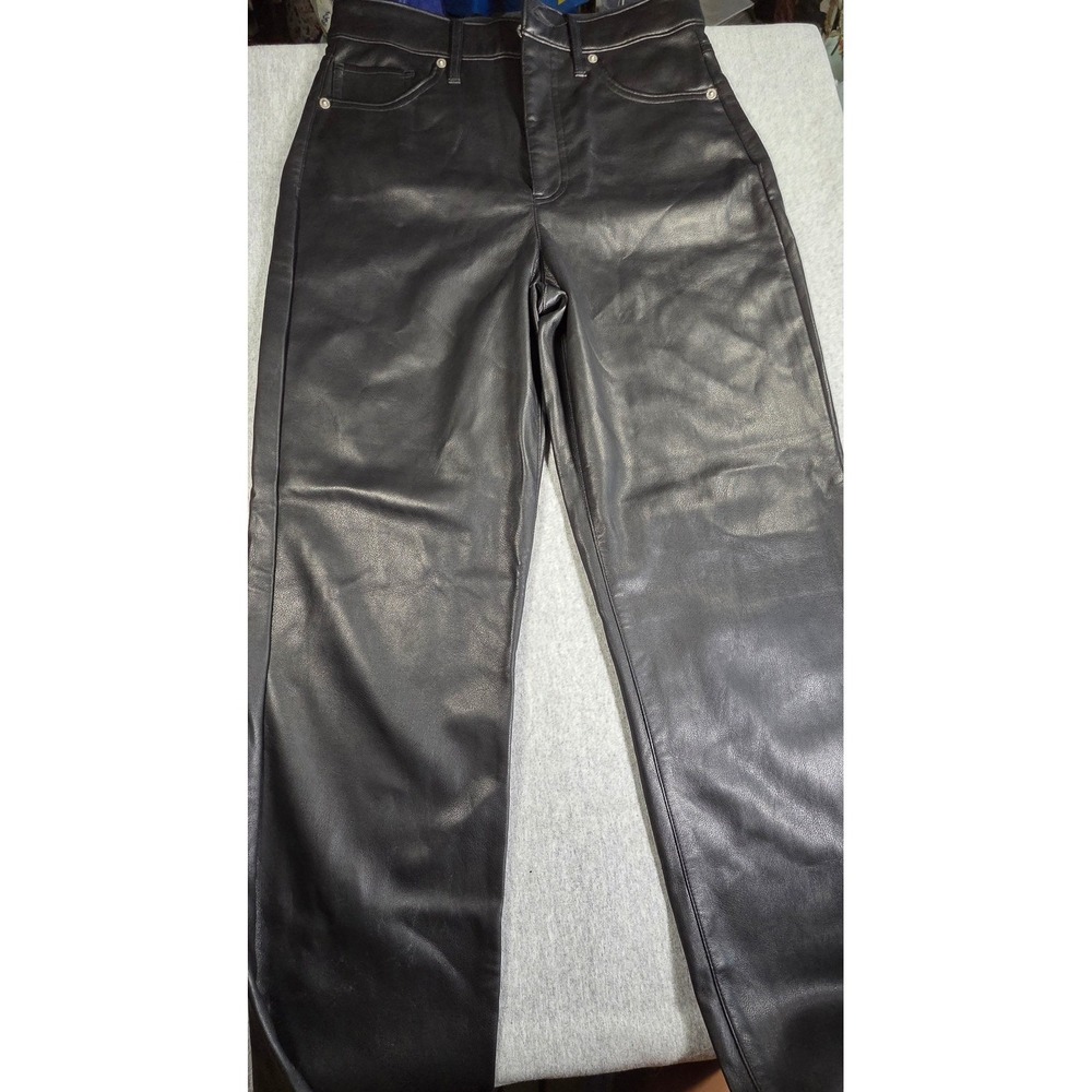 Express Modern Straight Super High Rise Faux Leather Black Pants Womens 6R